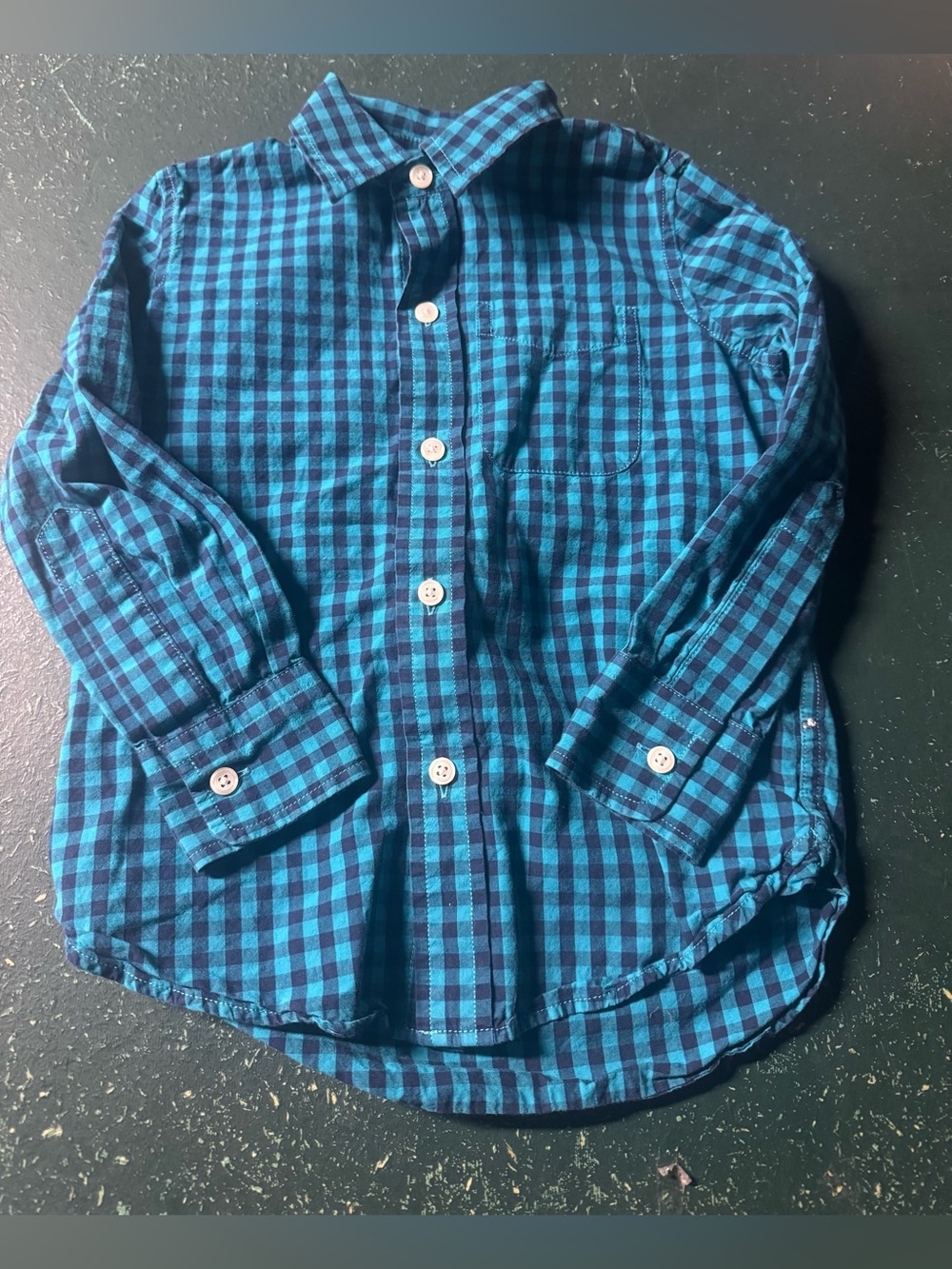GAP Blue and Teal Plaid Button-Down Shirt